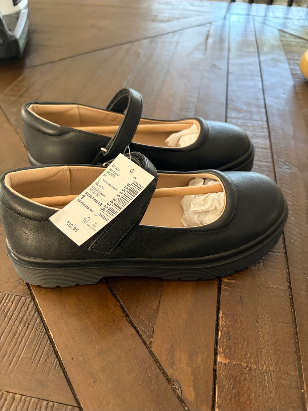the childrens place girls mary jane black leather shoes sz 1 nwt